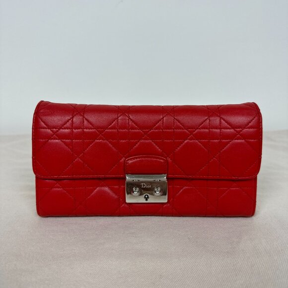 Dior, Miss Dior Orange Quilted Leather Wallet on Chain - Picture 13 of 14